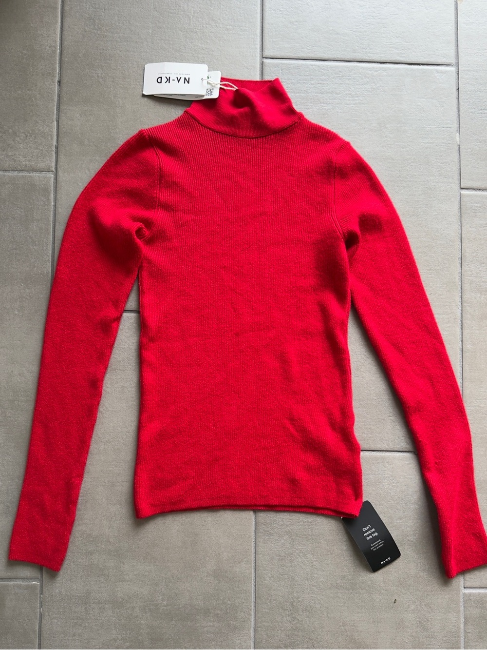 NWT NA-KD Red Ribbed Turtleneck Sweater